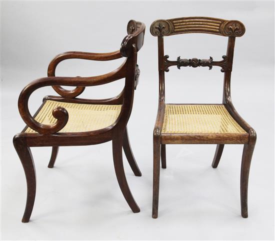 A set of eight Regency mahogany dining chairs,